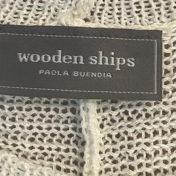 Wooden Ships Charlotte Crew Cotton Open Knit Sweater Size Medium Large - Picture 6 of 14